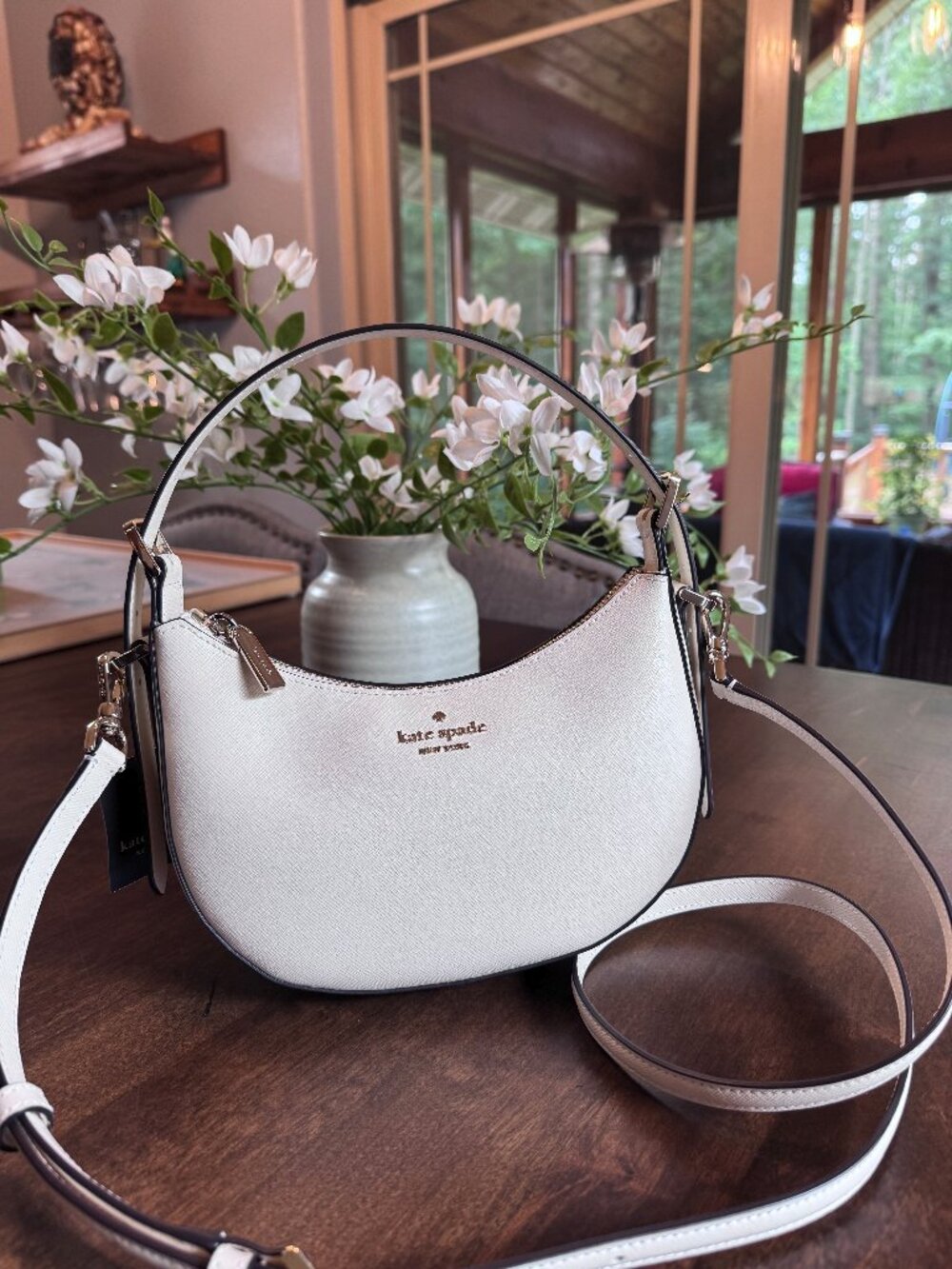 Kate Spade Nova Crescent Shoulder Bag KK949 Leather Crossbody Meringue NWT
